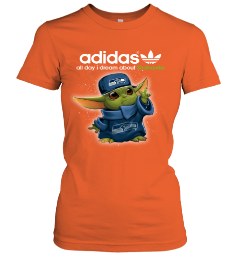 Baby Yoda Adidas All Day I Dream About Seattle Seahawks Youth Sweatshirt 