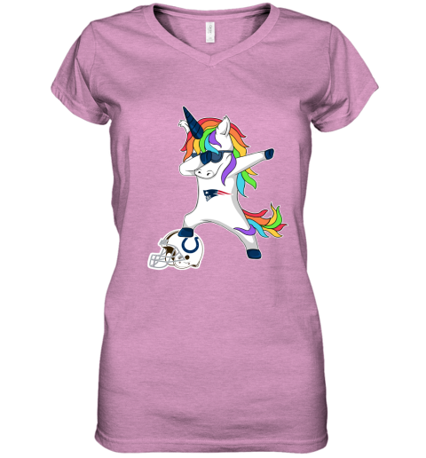 Football Dabbing Unicorn Steps On Helmet New England Patriots Women's V-Neck T-Shirt