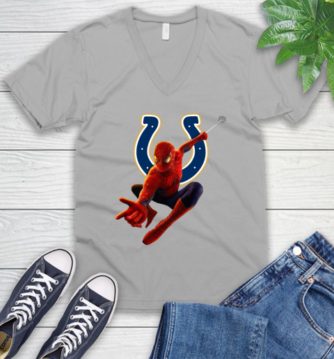 NFL Spider Man Avengers Endgame Football Indianapolis Colts V-Neck T-Shirt 4