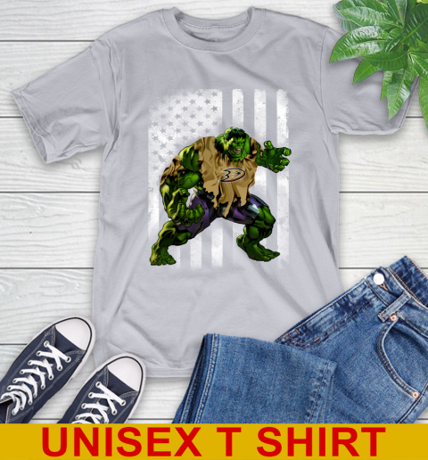 Anaheim Ducks Hulk Marvel Avengers NHL Hockey American Flag T-Shirt 5