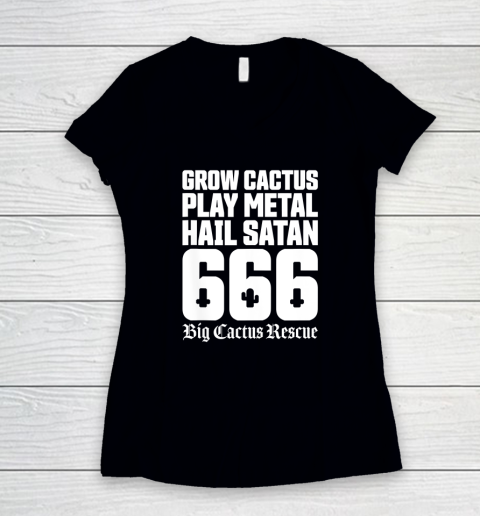 Big Cactus Rescue UK Hail Satan Women's V-Neck T-Shirt