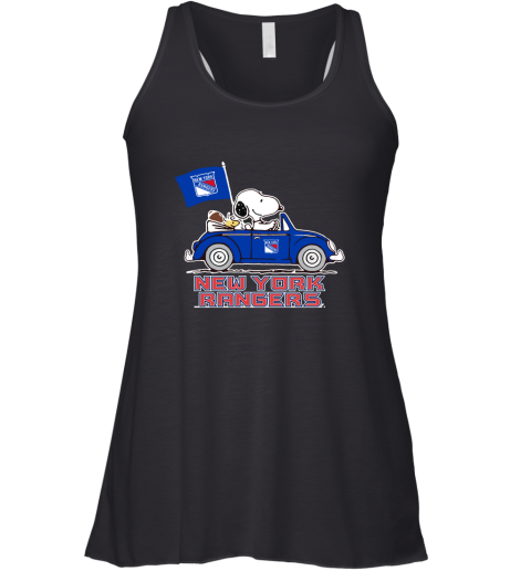Snoopy And Woodstock Ride The New York Rangers Car NHL Racerback Tank