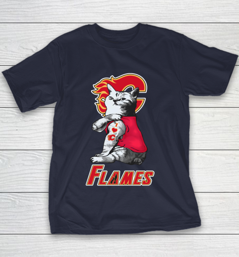 NHL My Cat Loves Calgary Flames Hockey Youth T-Shirt 2
