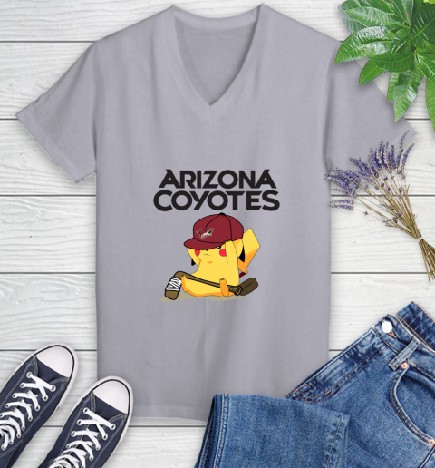 NHL Pikachu Hockey Sports Arizona Coyotes Women's V-Neck T-Shirt 4