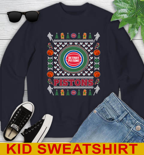 Detroit Pistons Merry Christmas NBA Basketball Loyal Fan Youth Sweatshirt 2