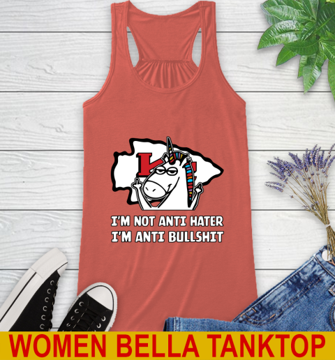 Kansas City Chiefs NFL Football Unicorn I'm Not Anti Hater I'm Anti Bullshit Racerback Tank 4