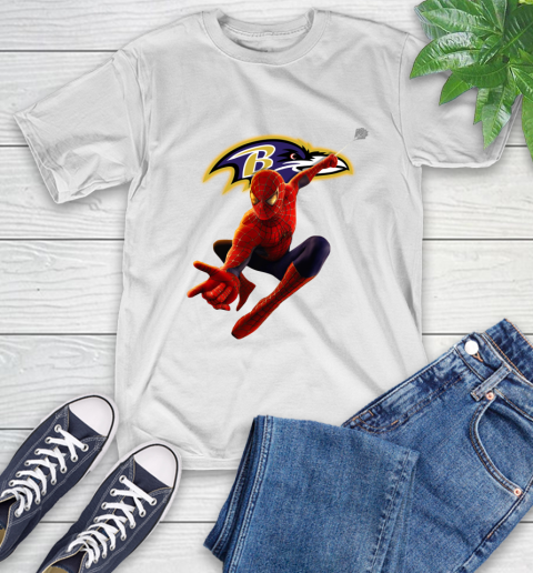 NFL Spider Man Avengers Endgame Football Baltimore Ravens T-Shirt