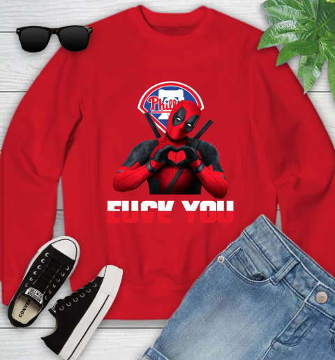 MLB Philadelphia Phillies Deadpool Love You Fuck You Baseball Sports Youth Sweatshirt 8