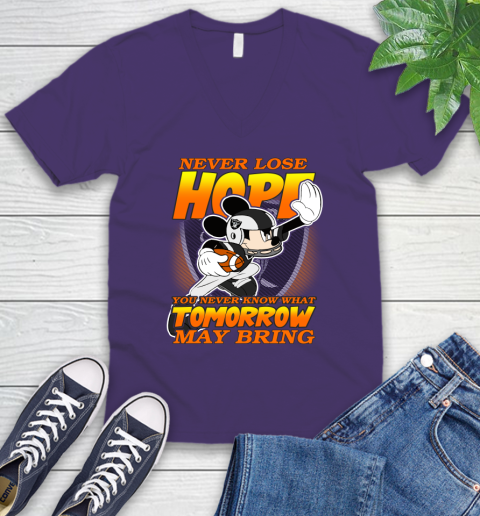 Oakland Raiders NFL Football Mickey Disney Never Lose Hope V-Neck T-Shirt 9