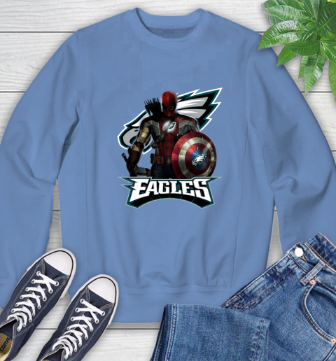 NFL Captain America Thor Spider Man Hawkeye Avengers Endgame Football Philadelphia Eagles Sweatshirt 11