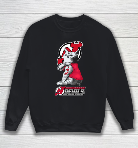NHL My Cat Loves New Jersey Devils Hockey Sweatshirt