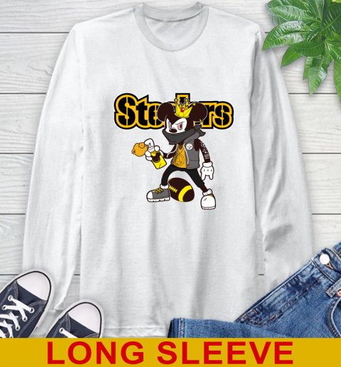 Pittsburgh Steelers NFL Football Mickey Peace Sign Sports Long Sleeve T-Shirt