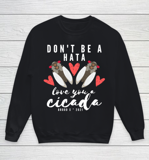 Cicada 2021 Funny tshirt Don't Be A Hata Love You A Cicada Brood X 2021 Youth Sweatshirt