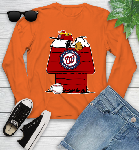 MLB Washington Nationals Snoopy Woodstock The Peanuts Movie Baseball T Shirt_000 Youth Long Sleeve 4