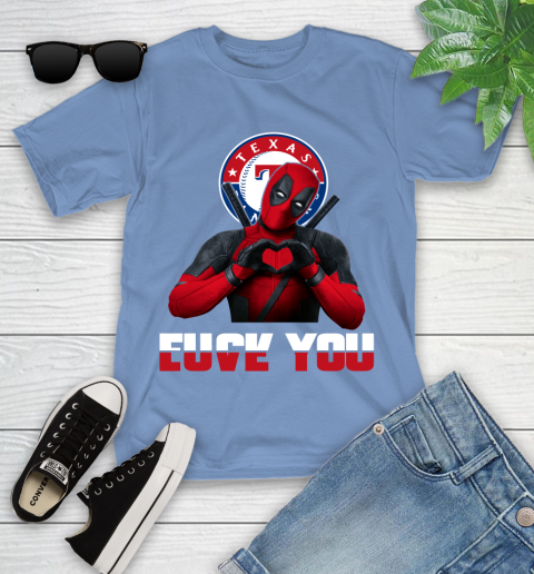MLB Texas Rangers Deadpool Love You Fuck You Baseball Sports Youth T-Shirt 15