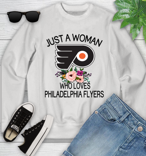 NHL Just A Woman Who Loves Philadelphia Flyers Hockey Sports Youth Sweatshirt
