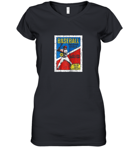 Retro Baseball Card Wrapper Women's V-Neck T-Shirt