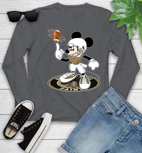 NFL Football New Orleans Saints Cheerful Mickey Disney Shirt Youth Long Sleeve 8