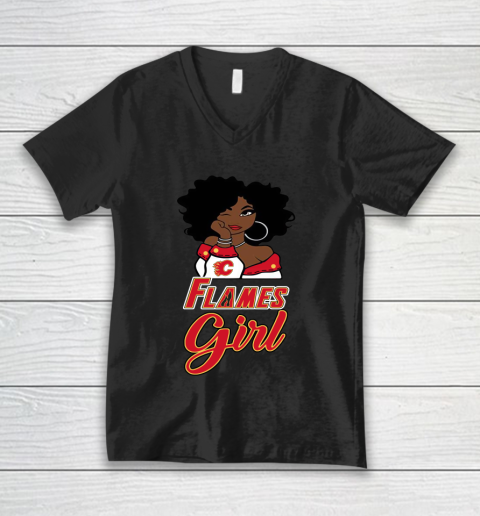 Calgary Flames Girl NHL V-Neck T-Shirt