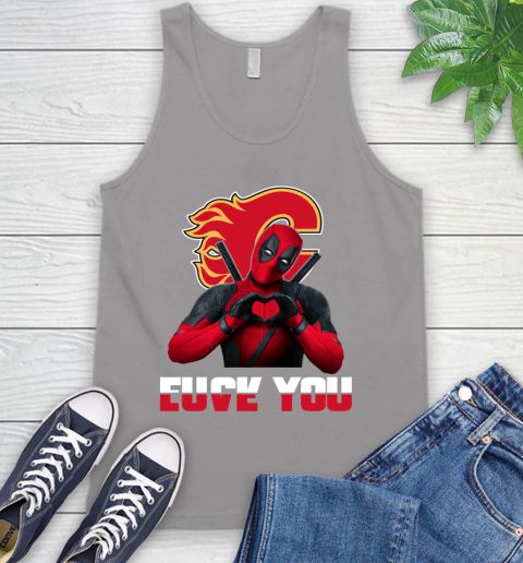 NHL Calgary Flames Deadpool Love You Fuck You Hockey Sports Tank Top 3