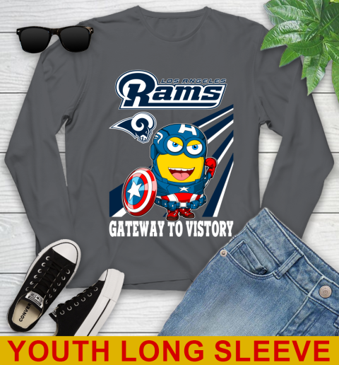 NFL Football Los Angeles Rams Captain America Marvel Avengers Minion Shirt Youth Long Sleeve 9