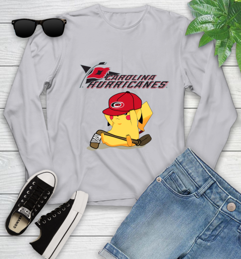 NHL Pikachu Hockey Sports Carolina Hurricanes Youth Long Sleeve 5