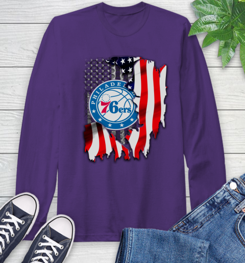 Philadelphia 76ers NBA Basketball American Flag Long Sleeve T-Shirt 5