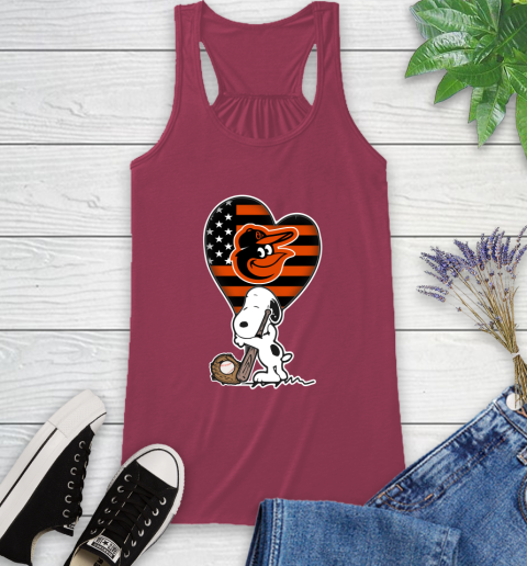 Baltimore Orioles MLB Baseball The Peanuts Movie Adorable Snoopy Racerback Tank 8