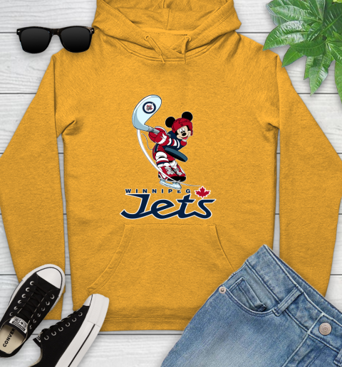 NHL Hockey Winnipeg Jets Cheerful Mickey Mouse Shirt Youth Hoodie 3
