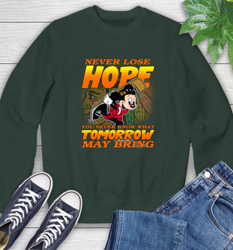 Chicago Blackhawks NHL Hockey ootball Mickey Disney Never Lose Hope Sweatshirt 12