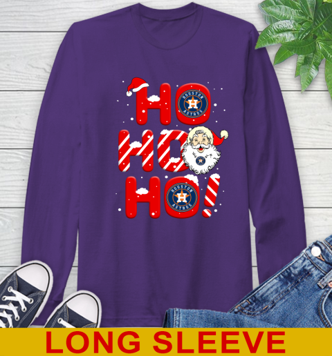 Houston Astros MLB Baseball Ho Ho Ho Santa Claus Merry Christmas Shirt Long Sleeve T-Shirt 5