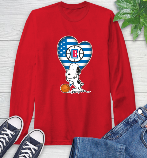 LA Clippers NBA Basketball The Peanuts Movie Adorable Snoopy Long Sleeve T-Shirt 10