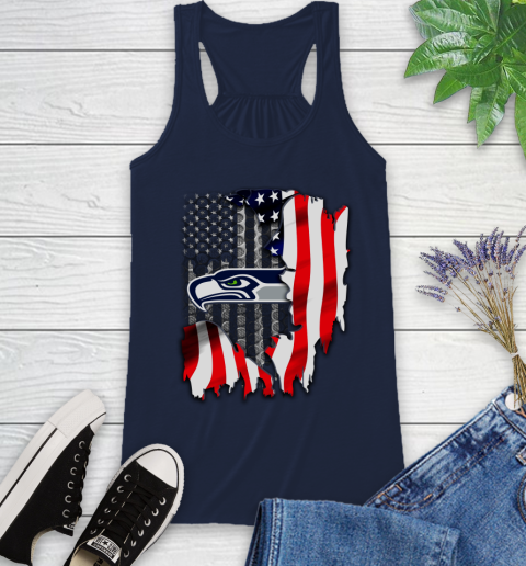 Seattle Seahawks NFL Football American Flag Racerback Tank 10