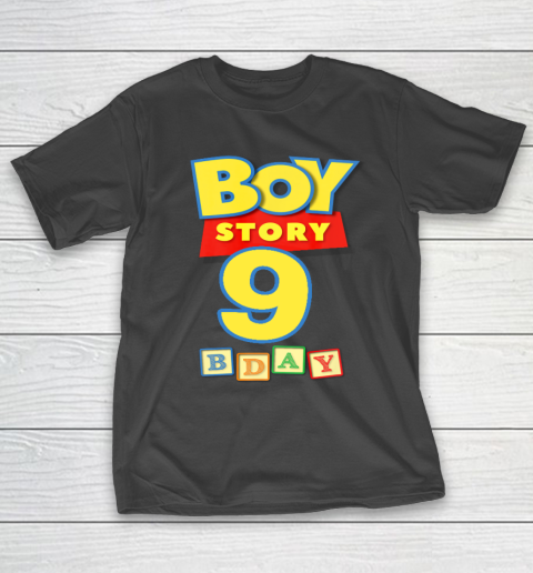 Toy Blocks Boy Story 9 Year Old Birthday T-Shirt