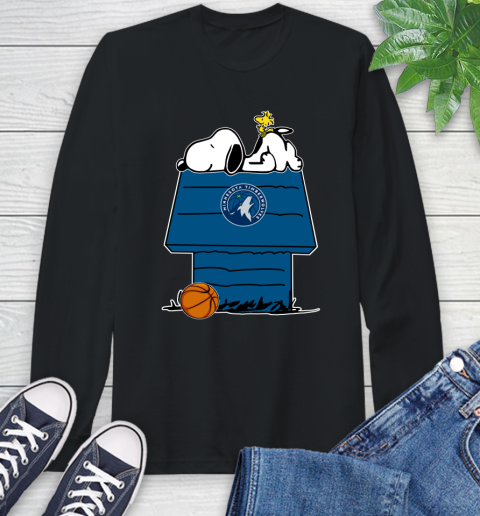 Minnesota Timberwolves NBA Basketball Snoopy Woodstock The Peanuts Movie Long Sleeve T-Shirt 2