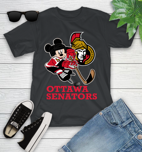 NHL Ottawa Senators Mickey Mouse Disney Hockey T Shirt Youth T-Shirt 2