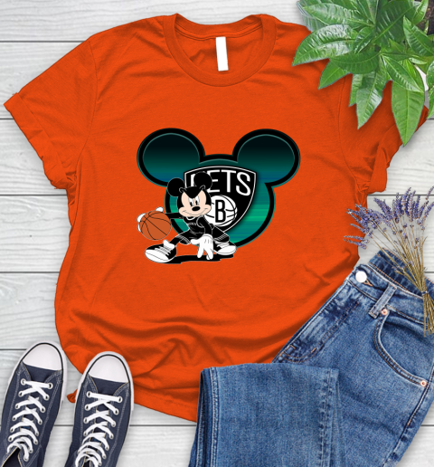NBA Brooklyn Nets Mickey Mouse Disney Basketball Women's T-Shirt 4