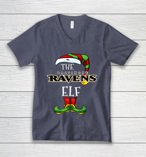 Baltimore Ravens Christmas ELF Funny NFL V-Neck T-Shirt 7