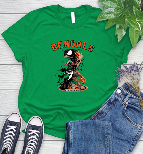 NFL Cincinnati Bengals Football Venom Groot Guardians Of The Galaxy Women's T-Shirt 6