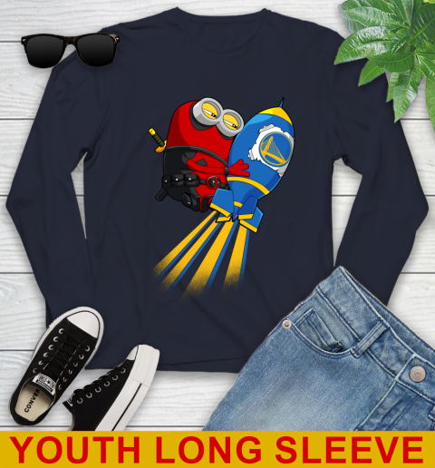 NBA Basketball Golden State Warriors Deadpool Minion Marvel Shirt Youth Long Sleeve 2
