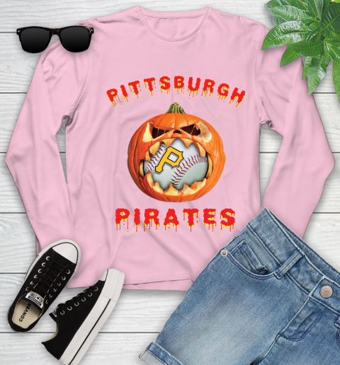 MLB Pittsburgh Pirates Halloween Pumpkin Baseball Sports Youth Long Sleeve 10
