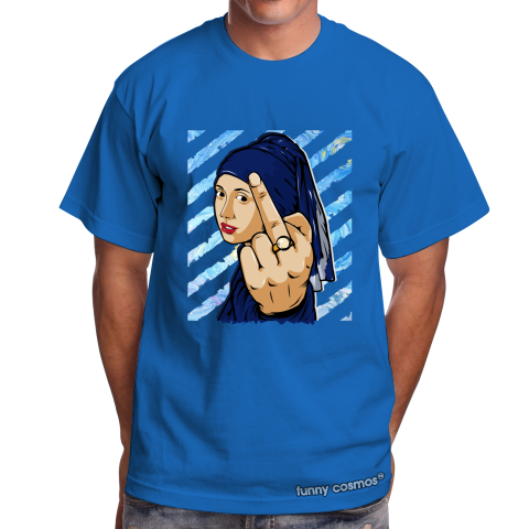 Air Jordan 11 Concord Lows Matching Sneaker Tshirt The Girl With The Pearl Earing Middle Finger Blue and White Jordan Shirt