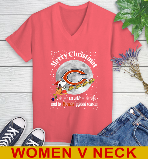 Chicago Bears Merry Christmas To All And To Bears A Good Season NFL Football Sports Women's V-Neck T-Shirt 6