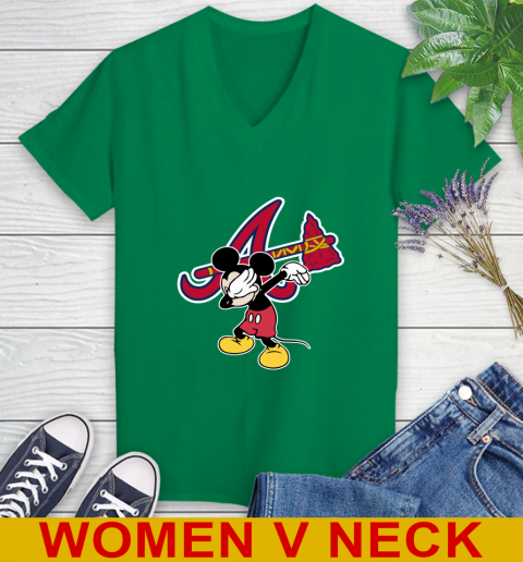 Atlanta Braves MLB Baseball Dabbing Mickey Disney Sports Women's V-Neck T-Shirt 7 Atlanta Braves MLB Baseball Dabbing Mickey Disney Sports Women's V-Neck T-Shirt - Image 7