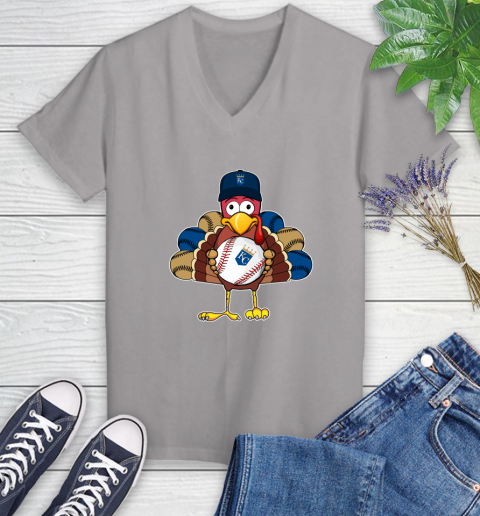 Kansas City Royals Turkey thanksgiving Women's V-Neck T-Shirt 4