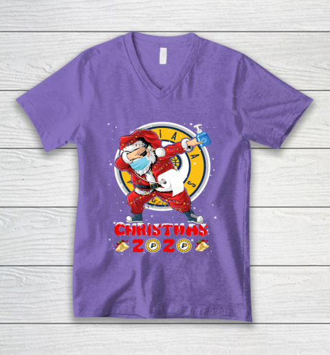 Indiana Pacers Funny Santa Claus Dabbing Christmas 2020 NBA V-Neck T-Shirt 8