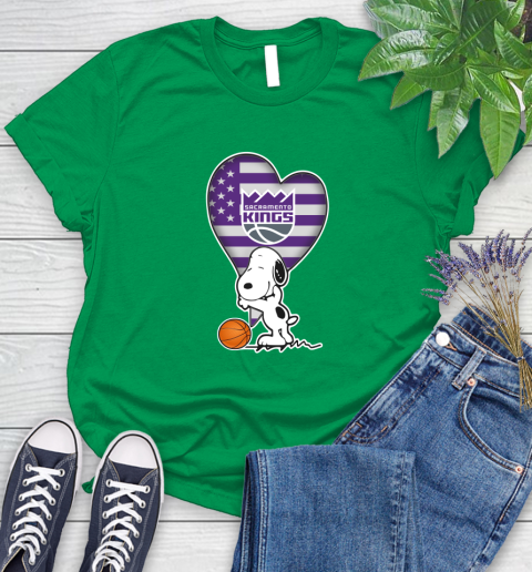 Sacramento Kings NBA Basketball The Peanuts Movie Adorable Snoopy Women's T-Shirt 6