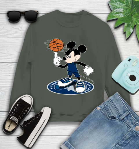 NBA Basketball Minnesota Timberwolves Cheerful Mickey Disney Shirt Youth Sweatshirt 9