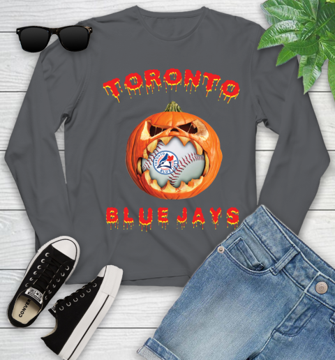 MLB Toronto Blue Jays Halloween Pumpkin Baseball Sports Youth Long Sleeve 8