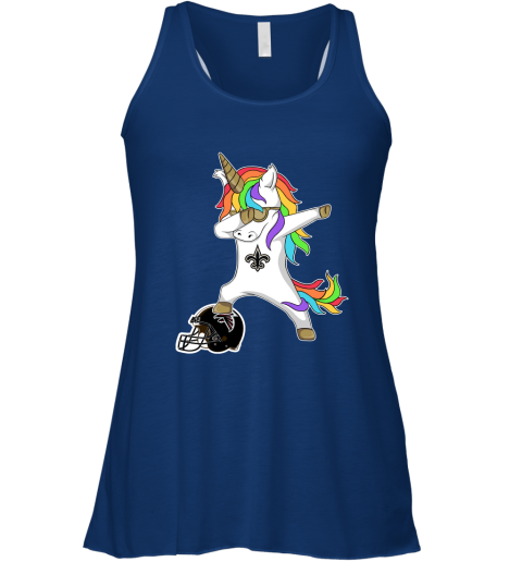 rlmo football dabbing unicorn steps on helmet new orleans saints flowy tank 32 front true royal